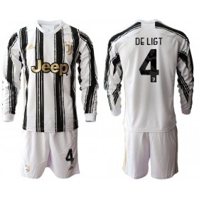 Jalkapallo Pelipaidat Juventus Matthijs de Ligt 4 Lasten Kotipaita 2020-2021 Pitkähihainen